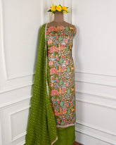 Silk Mehandi Unstitched Suit